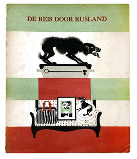 LEBEDEW - De Reis Door Rusland: VLADIMIR LEBEDEW - De Reis Door Rusland di S. Marschak. Prima edizione olandese non datata ma 1930, spillato 22 x 18,5 cm, pp.8 non nuÂ­merate con illu strazioni litografiche di Lebedew. Lieve