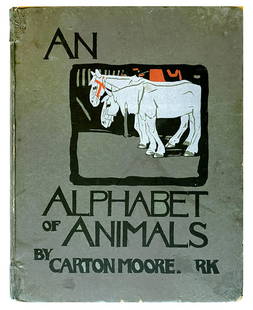 C. MOORE PARK - An Alphabet of Animals: CARTON MOORE PARK - An Alphabet of Animals. London: Blackie and Son, 1899. Quarto (27x34 cm), pagine non numerate. Con una pagina di testo e un'illustrazione a piena pagina di un animale per ogni