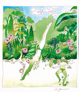 ALDO DI GENNARO - Flora: Illustrazione tecnica mista su cartonÂ­cino. Cm 36x30, firmata. Non datata ma 2000 circa. ENG Mixed media illustration on cardboard. Cm 36x30, signed. Not dated but from about 2000