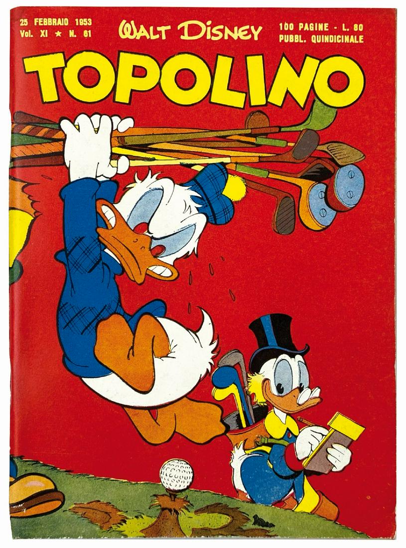 Topolino libretto n. 61: Mondadori, 25 febbraio 1953. Spillato cm 18x13. Completo di bollino e giochi non giocati. Scriminatura bianca evidente al dorso peraltro esemplare nuovo. Non comune.