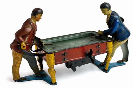 Giocatori di Biliardo: Ditta CKO, Germania, anni '10-'20. Lunghezza cm 20x12. Movimento a molla molto realistico, buone condizioni, funzionante. Rarissimo con due personaggi. ENG Billiard players, Germany, 1910s-1920s.