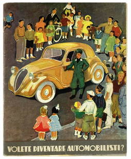 Volete diventare Automobilisti?: MARIO QUAGLINO - Volete diventare Automobilisti? Edito a cura dell'ufficio stampa Fiat, 1937. Spillato cm 20,5x16; pp.32 con illustrazioni tecniche e a colori. Le pagine da n. 1 a 6 con minima