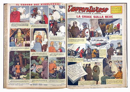 Avventuroso Giornale 1942: Primo semestre completo da n. 379 a 413 del 30 agosto. Pubblica il seguito di Marco Spada, "Il Segno di Roma" di Lemmi, "La Meteora Errante" fumetto fantascientifico di Luigi Motta con disegni di