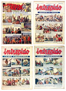 Intrepido Giornale 1941-1942: Editoriale Universo, annata comÂ­pleta da n. 1 a 52. Cm 36x26. PubÂ­blica "Cuore Garibaldino", "Reuccio Sole" e "Ritorno in Sicilia" di Vicki, "La damina del cammeo" di De Vita. Inoltre la rubrica