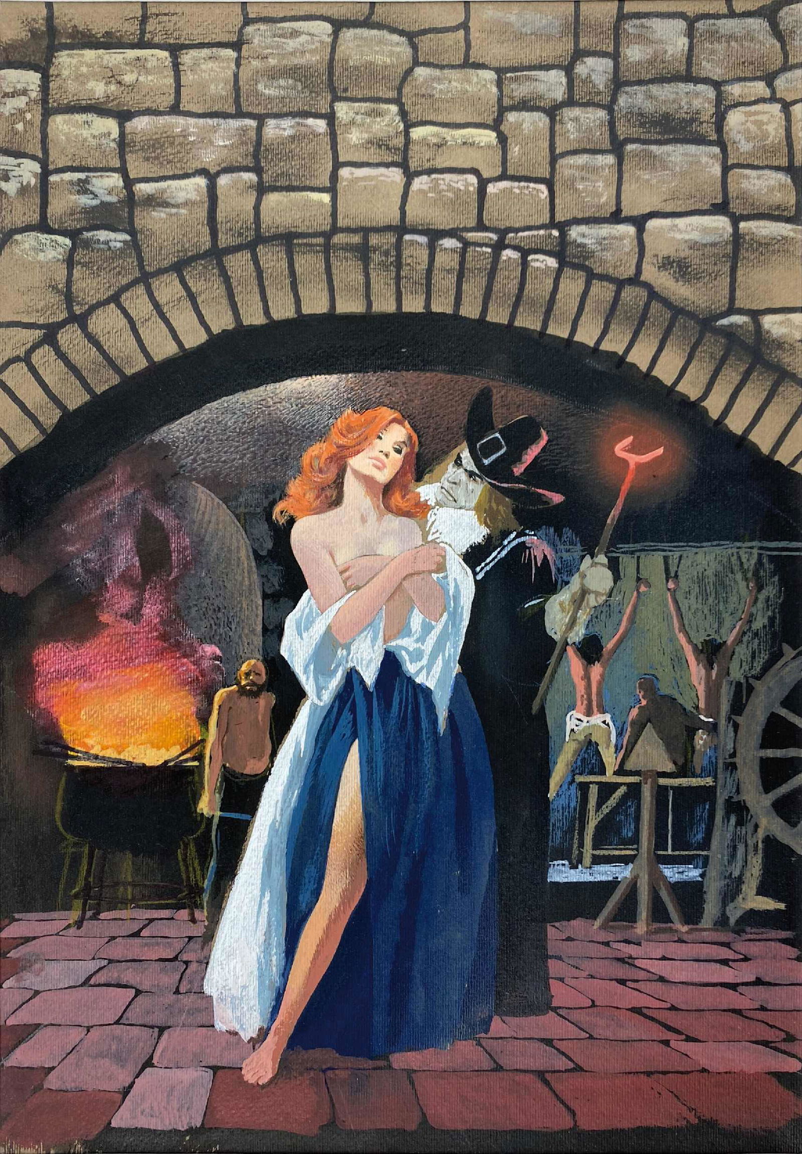 KAREL THOLE - Vampir: Inquisizione: Originale di copertina per il romanzo di Hal W. Leon, pubblicato per la prima volta in Germania nella collana Vampir-Horror-Roman n. 178, ed. Erich Pabel Verlag, fine anni '70. Tempera su cartone; cm