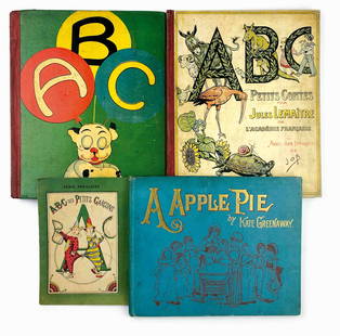 ABC Petits Contes, A Apple Pie ed altri: JOB, GREENAWAY, MARECHAUX - ABC Petits Contes, A Apple Pie ed altri. Lotto composto da quattro abecedari. Brossura, da cm 25x30 a 14x20. â€œA Apple Pie&rdquo; by Kate Greenaway, Routledge, London.