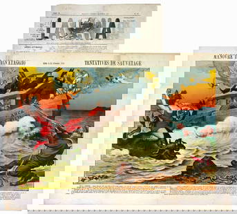 La Rana: Giornale umoristico edito a Bologna. Cm 45,5x32,5. Con illustrazioni satiriche a doppia pagina. Anno 1867 n. 3; 1868 n. 32; 1871 n. 15. Illustrati con litografie in bianco e nero. Anno 1879: n. 46;