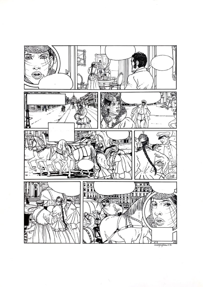 GHIGLIANO - Solange: Grande Illusione: CINZIA GHIGLIANO - Solange: La grande Illusione. 36a tavola originale pubblicata per la storia di Marco Tomatis, pubblicata in Francia Da Castelman e in Italia da Comma22. Opera composta da originale 