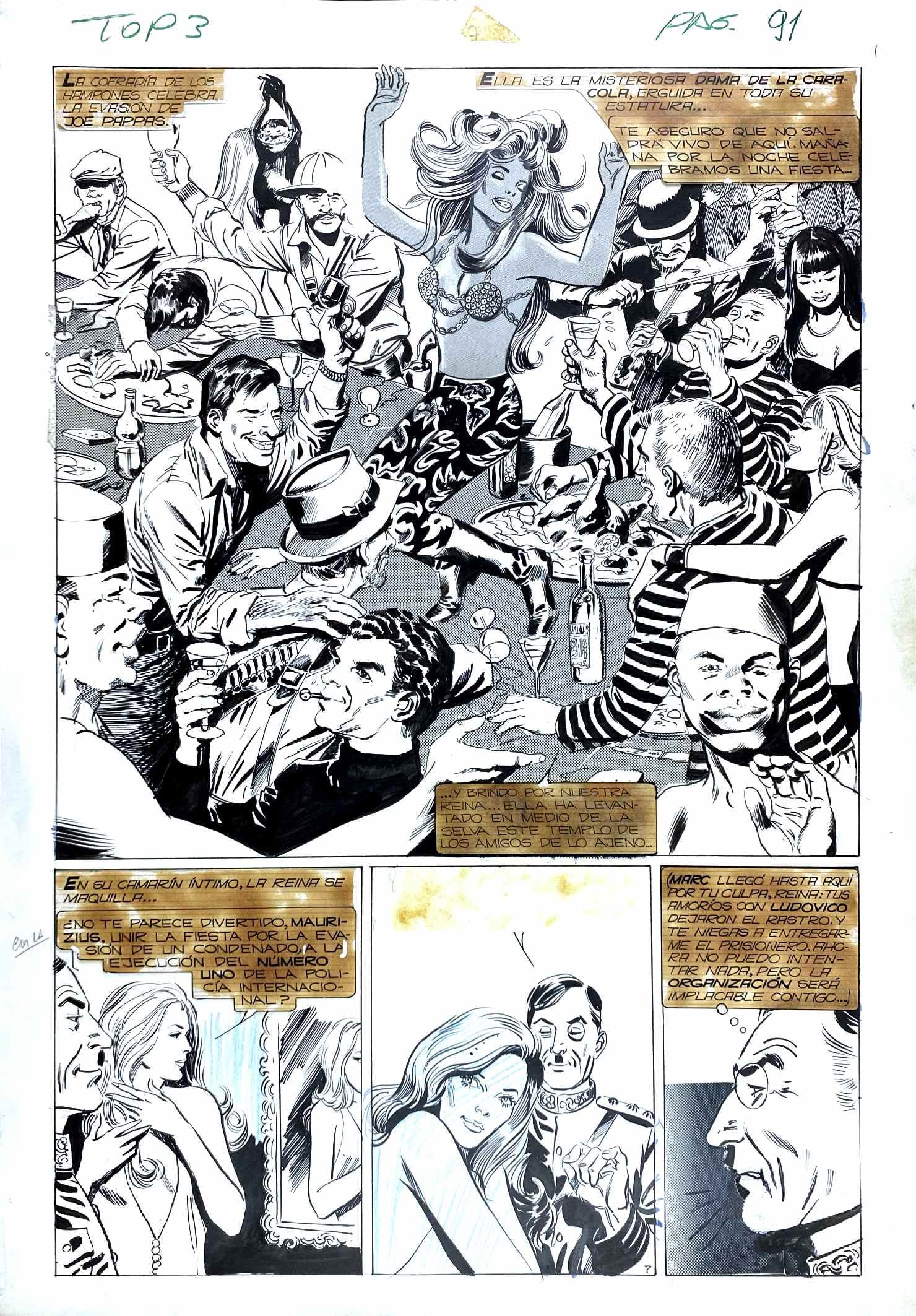 GUSTAVO TRIGO - Top: Tavola originale pubblicata in Argentina, anni '70. Matita, china e retino su carta da disegno; cm 50x35. Ingialliture al lettering peraltro ottimo stato. ENG Original art published in Argentina, 1970