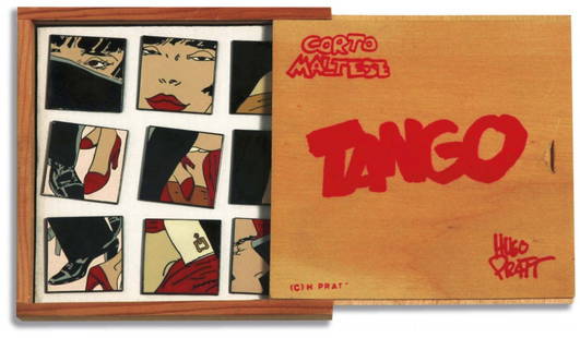 Tango: Tango - A complete series of 9 pins produced by Saggay. Limited edition to 300 numbered ex. In their wood case. Perfect, scarce. Une rare collection complète de 9 pins produites par Saggay. Tirage