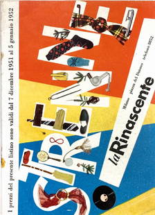 La Rinascente Listino Prezzi 1951-1952: Catalogo spillato cm 18x12.5, pp. 20 in b/n e colore. Automobili a pedali, bambole, autopiste e altro. Tracce di ruggine alla pinzetta. Buono stato. ENG Stapled catalogue 18x12.5 cm, pp. 20 in b/w