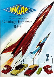 INGAP Catalogo Generale 1962: Catalogo spillato, cm 24.5x16.5, pp. 24. Aeroplani, automobili e autocarri, carri armati, ferrovia a molla e a batteria e altri. Come nuovo. ENG Stapled catalogue, 24.5x16.5 cm, pp. 24. Airplanes,