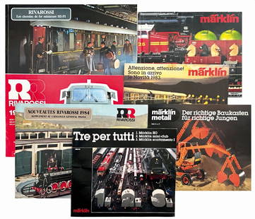 Rivarossi-Marklin: Lotto composto da 7 cataloghi anni '80/'90. Spillati o brossura, cm 21x30 circa. Ottimo stato. ENG Lot consisting of 7 catalogues from the 80s/90s. Stapled or paperback, about 21x30 cm. Very good