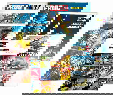 Revell, Heller, Frog: Cataloghi Modellismo: Lotto composto da 6 cataloghi, anni '60/'70. Spillati, cm 28x21. Buono e ottimo stato. ENG Lot consisting of 6 catalogues, 60s/70s. Stapled, 28x21 cm. Good and very good condition.