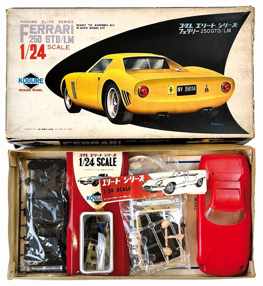 Ferrari F-1 Nichimo - Ferrari 250 GTO Le Mans: Grand Prix Ferrari F-1 Nichimo - Ferrari 250 GTO le Mans Kogure. Lotto composto da due kit di montaggio anni '70: Nichimo Grand Prix Ferrari F-1 Kit: Scatola di montaggio, completa. Scala 1/24. Mai mo