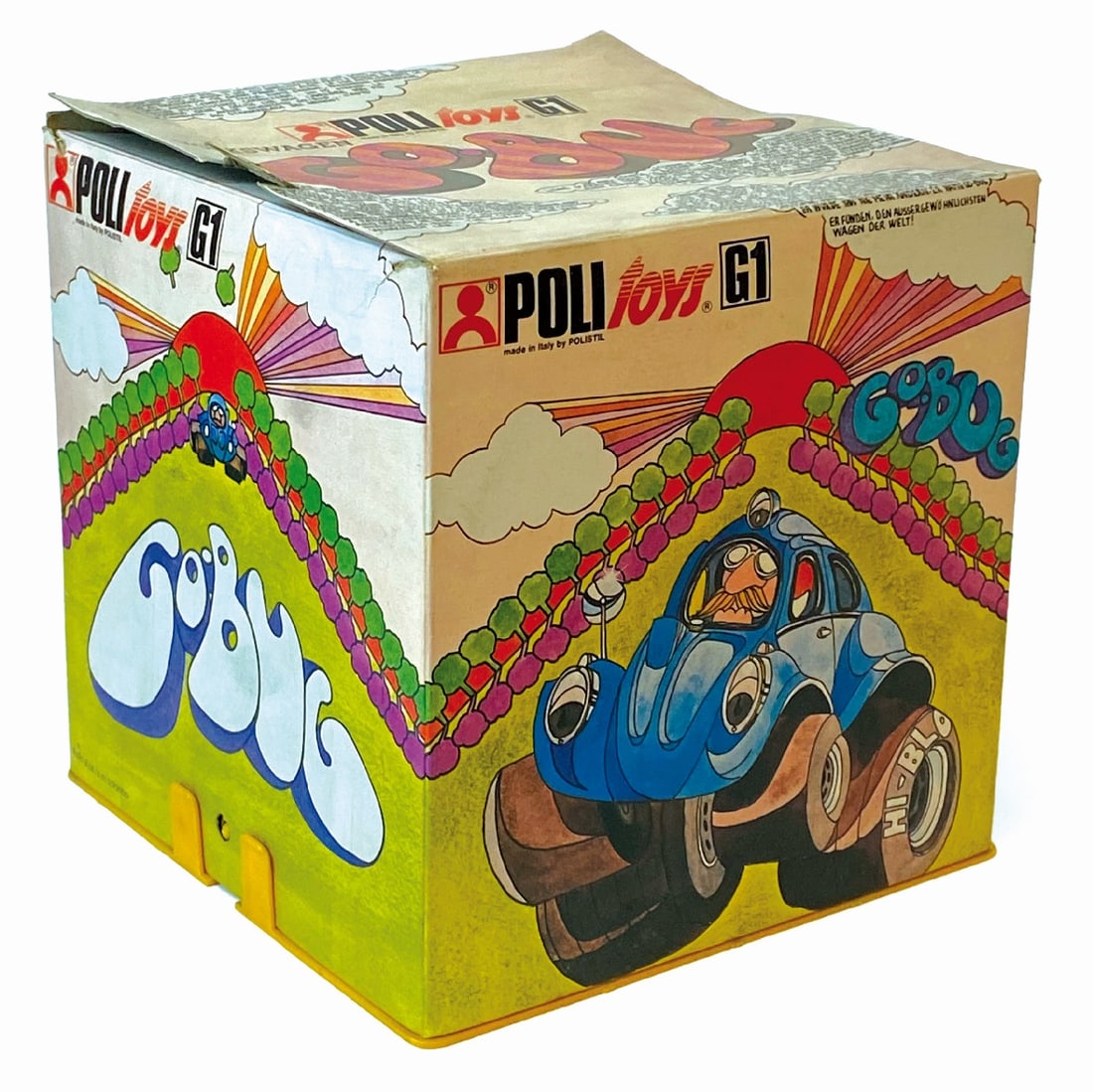 Poli toys Go Bug. G1: Modello in metallo die cast, Poli Toys, Italia primi anni '70. Scala 1/25. Completo della rara figurina per la raccolta del Club dell'omino rosso Polistil. Nuovo in scatola. ENG Die cast metal model, 