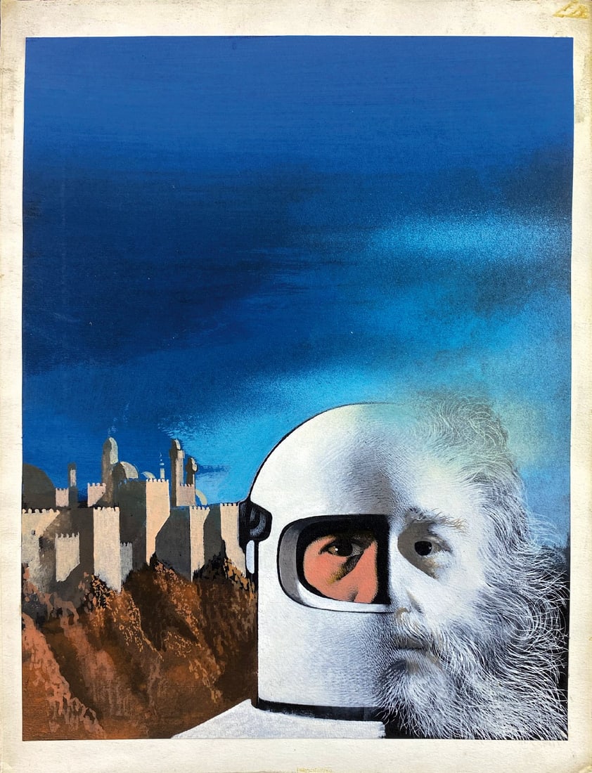 KAREL THOLE - Viaggio nel Tempo: Originale di copertina per romanzo fantascientifico; pubblicazione non reperita. Tempera su cartoncino, 32,5x25, 1980 circa. Ottimo stato. ENG Original cover for a science fiction novel; publication n