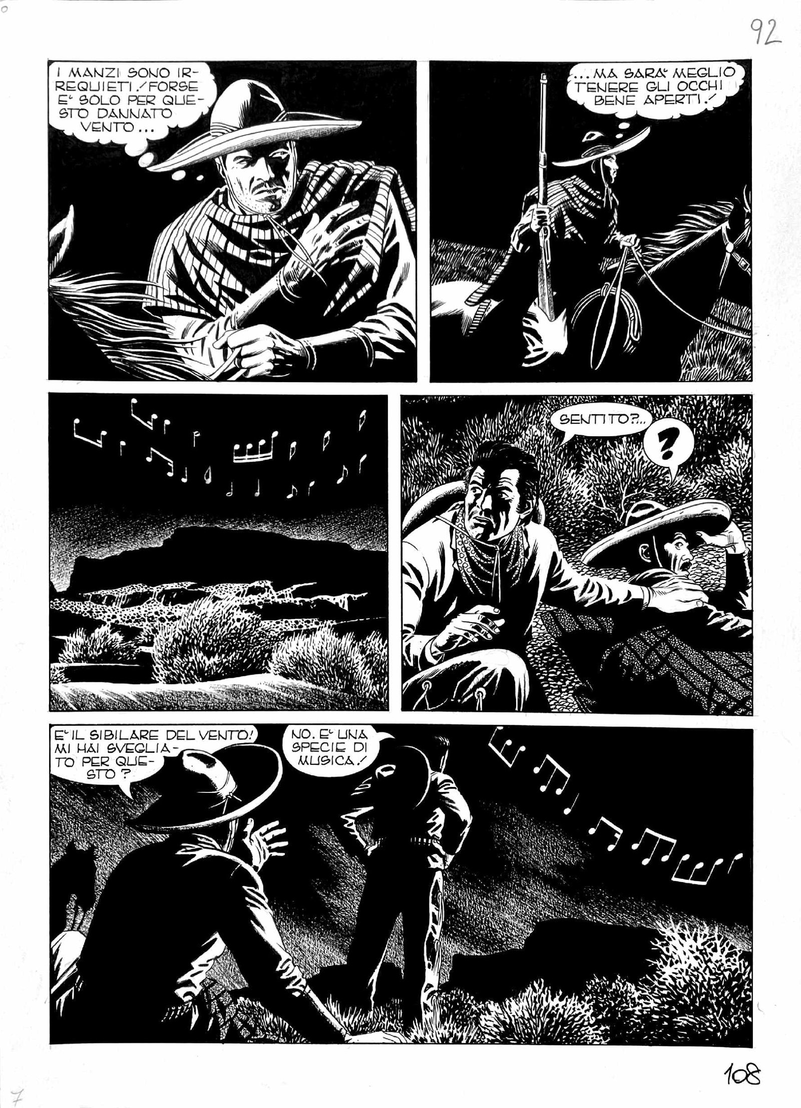 CIVITELLI - Tex: Cavalcata del Morto: FABIO CIVITELLI - Tex: La Cavalcata del Morto. Coppia di tavole originali n. 92 e 93 pubblicati a pp. 108 e 109 per il Tex Speciale n. 27, Bonelli, 2012. Matita e china su cartoncino, cm 42x30. Eccell