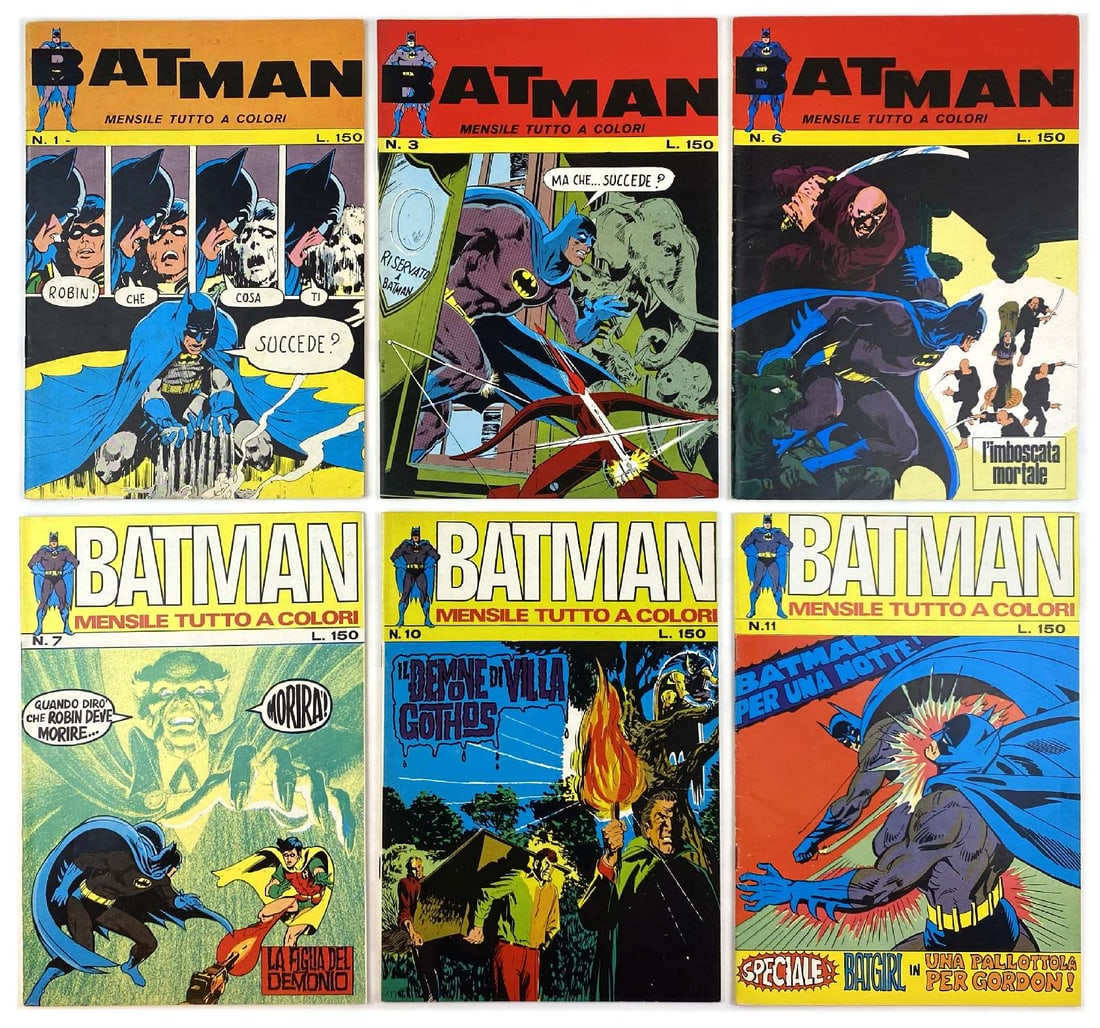 Batman Mensile Williams Prima Serie Completa: Edizioni Williams, prima serie completa da 1 a 11, 1971-1972. Spillati, cm 25x17,5. Pubblica alcune storie retrospettive disegnate da Bob Kane e Infantino, inoltre le nuove avventure di Batman disegna