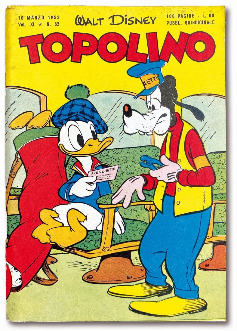 Topolino Libretto n. 62: Mondadori, 10 marzo 1953. Spillato, cm 18x13. Edicola. Qualche minima fioritura in prossimita' del dorso. Copertine lisce e perfette. Completo di bollino e giochi non giocati. Scriminatura bianca nell