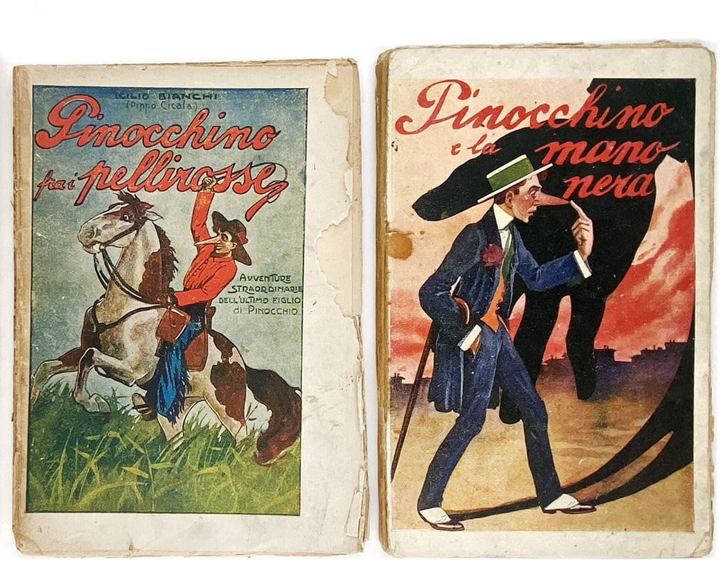 Pinocchino e la Mano Nera - Fra I Pellirosse: VINCENZO CASTELLI - Pinocchino e la Mano Nera - Fra I Pellirosse. Lotto composto da due volumi Societa' Editrice Milanese, non datati ma primi anni '10. Brossura, cm 18,5x12, in sedicesimo. La Mano Ne