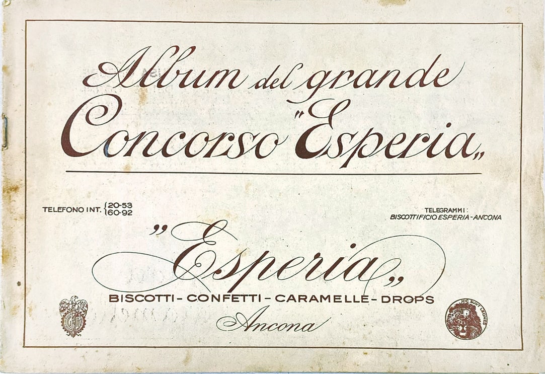 Album Grande Concorso Esperia Caramelle: BARTOLI - Album Grande Concorso Esperia Caramelle. Album promozionale ditta Esperia, Ancona, anni '30. Spillato cm 15x22. Semicompleto delle 48 figurine delle 50 edite, mancanti le figurine nn. 2, 36.