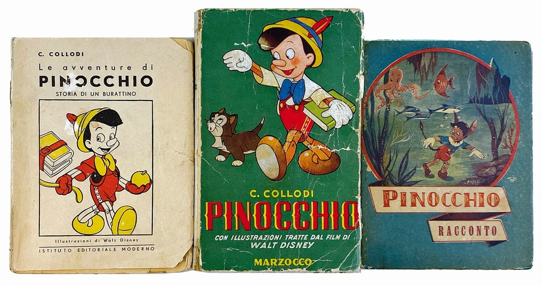 Le Avventure di Pinocchio, Pinocchio Racconto: WALT DISNEY; ARFELLI; GALBIATI - Le Avventure di Pinocchio - Pinocchio Racconto. Lotto composto da 3 volumi, cm 15x12 circa: Istituto Editoriale Moderno, 1946. Brossura, pp. 160 con illustrazioni n.t.