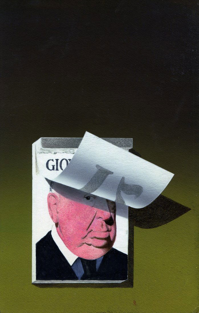 KAREL THOLE Il Giorno della Paura: ENG Original cover art for the collection by Hitchcock. Tempera on cardboard. Perfect conditions. IT KAREL THOLE Il Giorno della Paura a cura di Alfred Hitchock. Originale di copertina per la raccolt