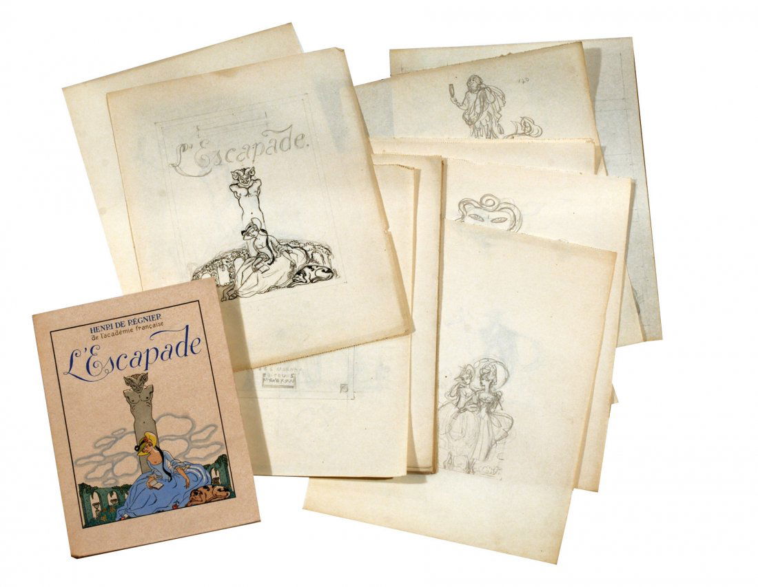 Georges Barbier L’Escapade: ENG Limited edition to 1000 numbered copy (our is n. 244). Illustrated title page and 56 colour illustrations. Publisher’s paperback. An excellent uncut copy with 8 pages specimen. Folder with 42 or