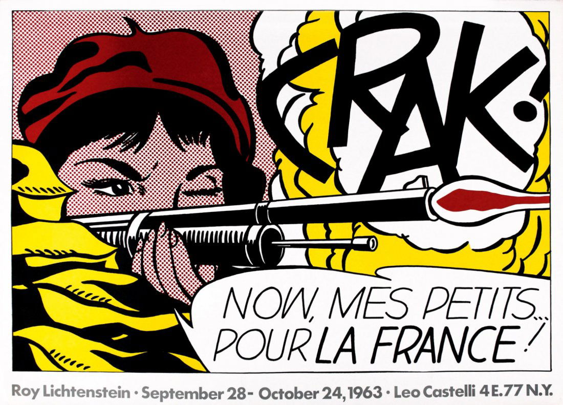 Roy Lichtenstein CRAK!: ENG Original poster for the exhibition held at Leo Castelli Gallery from September 28 to October 24, 1963. Perfect condition. IT Roy Lichtenstein CRAK! Cm 72x53,5. Manifesto originale per la mostra a