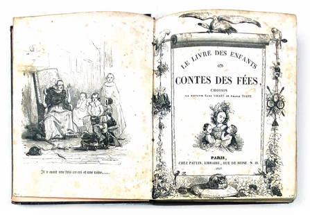 A. TASTU - Contes de Fees Choisis: MESDAMES, E. VOIART, A. TASTU - Contes de Fees Choisis. Paris, Chez Paulin, 1837. Cm 13x11. Pp. 160, con incisioni n.t. Raccolta di fiabe: Le Chat Blanche, Le Chat Botte', Ba­biole. Fioriture. Buono