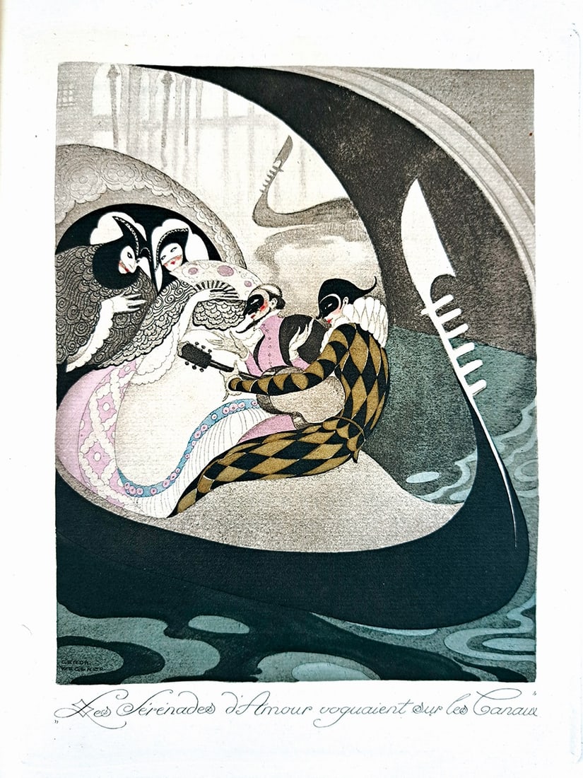 GERDA WEGENER - Sur Talons Rouges: Paris, G. Briffaut, 1929. Tira­tura limitata a 400 esemplari "sur verge' d'Arches", nostro esemplare n. 71. Brossura edi­toriale, cm 29x19,5. Pp. 158 su carta con barbe. Illustrato con 12 acquetinte