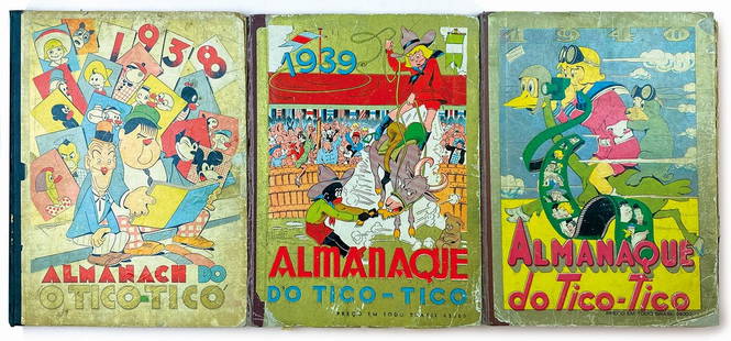 SULLIVAN - Almanach do O Tico-Tico: PAT SULLIVAN - Almanach do O Tico-Tico 1938/1940. Rio de Janeiro. Cartonati, ciascuno cm 30,5x23. Pp. a colori, non numerate. Pubblicano rubriche a fumetti di autori brasiliani e americani tra