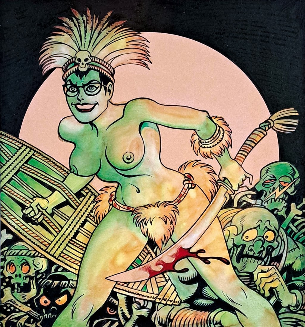 Necron: Il Re dei Cannibali – Cadaveri Viventi: MAGNUS - Necron: Il Re dei Cannibali – Cadaveri Viventi. Originale di copertina per "Black Jack", seconda serie, n. 5, Renzo Barbieri Editore, novembre 1993. Tecnica mista su cartoncino, opera cm 17