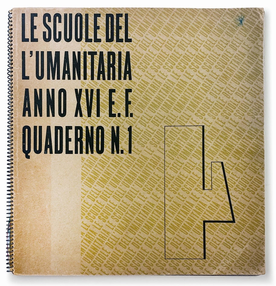 Le Scuola dell’Umanitaria Quaderno n. 1: Milano, 1938. Legatura a spirale cm 21x20,5. 1000 esemplari numerati, ns n. 301. Pp. 48. Completo di veline parlanti e depliant di presentazione.