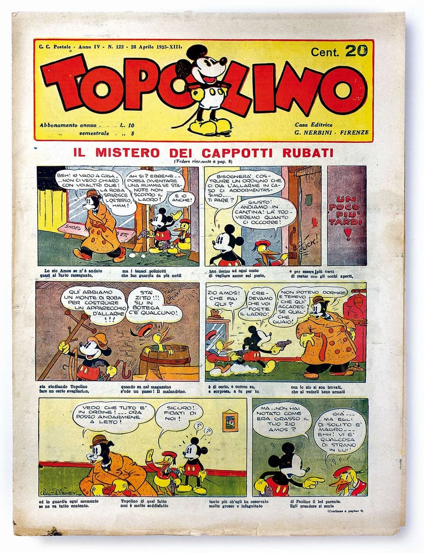 Topolino Giornale n. 122: Nuovo. Minimi strappetti al margine inferiore, con piccola mancanza in retrocopertina. ENG