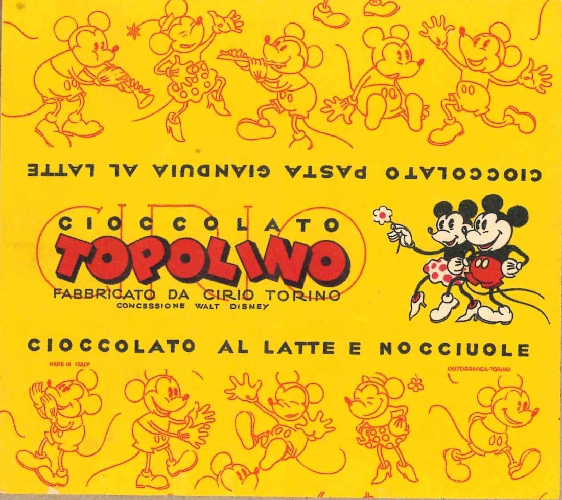 Cioccolato Cirio Topolino Incarto: Incarto originale in foglio di stampa, cm 10x11. Ottimo stato. ENG
