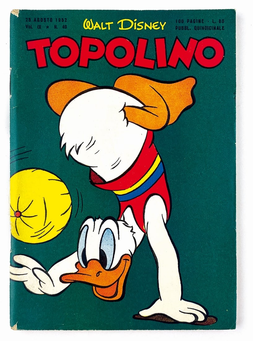 Topolino Libretto n. 49: Mondadori, 25 agosto 1952. Spillato cm 18x12,5 circa. Nuovissimo: copertina con patina intatta, consueta scalfittura da taglierina al margine inferiore dorso visibile alla copertina posteriore. Intern