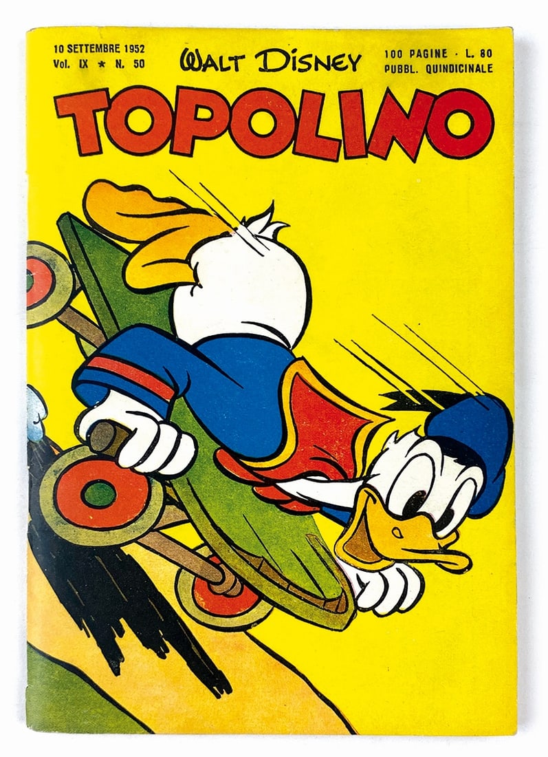 Topolino Libretto n. 50: Mondadori, 10 settembre 1952. Spillato cm 18x12,5 circa. Nuovissimo, edicola: copertina con patina intatta, piccolo strappetto senza mancanze margine inferiore dorso. Interno eccellente, completo di b