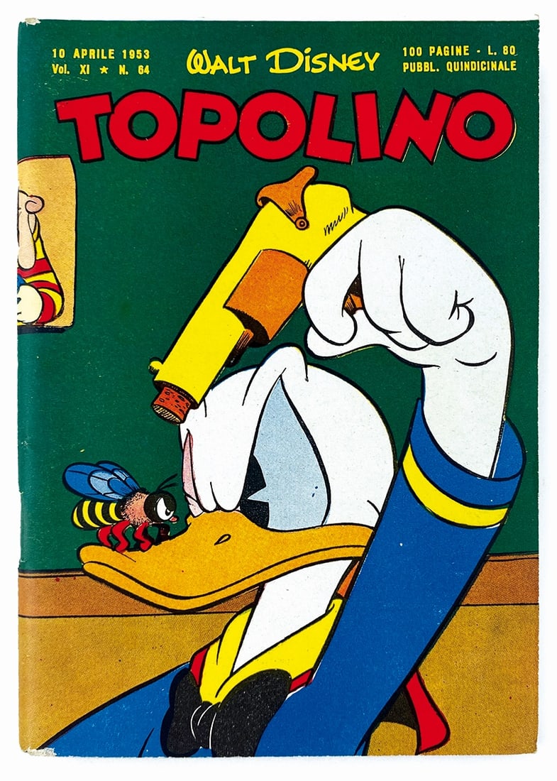 Topolino Libretto n. 64: Mondadori, 10 aprile 1953. Spillato cm 18x12,5 circa. Nuovo: copertine con bella patina, minima scalfittura da taglierina al margine inferiore del dorso, consueta scriminatura bianca al dorso. Interno