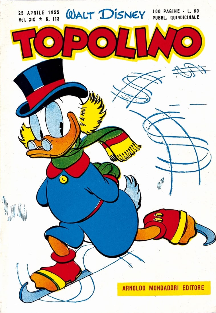 Topolino Libretto nn. 113: Mondadori, aprile 1955. Brossura con spillatura interna cm 18x12,5 circa. Nuovissimo/edicola. Copertina bianca ben preservata. Due piccole macchioline di stampa margine copertina posteriore. Interno e