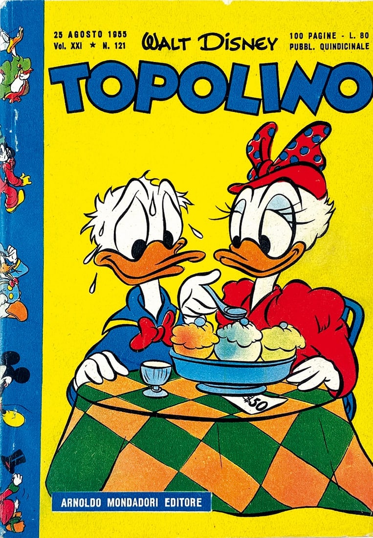 Topolino Libretto n. 121: Mondadori, 25 agosto 1955. Brossura con spillatura interna, cm 18x12,5 circa. Albo nuovissimo. Minimi segni da contatto angolo copertina posteriore. Interno eccellente, completo di bollino e giochi no