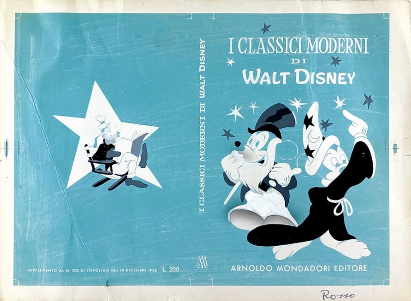 Prova di Stampa Classici Moderni Walt Disney: Prova di Stampa Classici Moderni di Walt Disney. Prova di stampa per il passaggio di colore rosso. Offset su cartoncino con crocini, cm 21,5x30. Buono stato. ENG