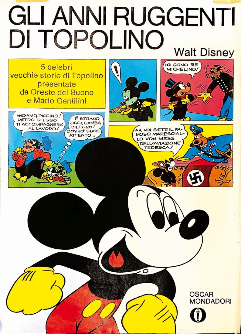 Gli anni Ruggenti di Topolino: Manifesto per edicole, promozionale volume Oscar Mondadori, 1970. Cm 70x50 circa. Minimi strappetti marginali, complessivo ottimo stato. ENG