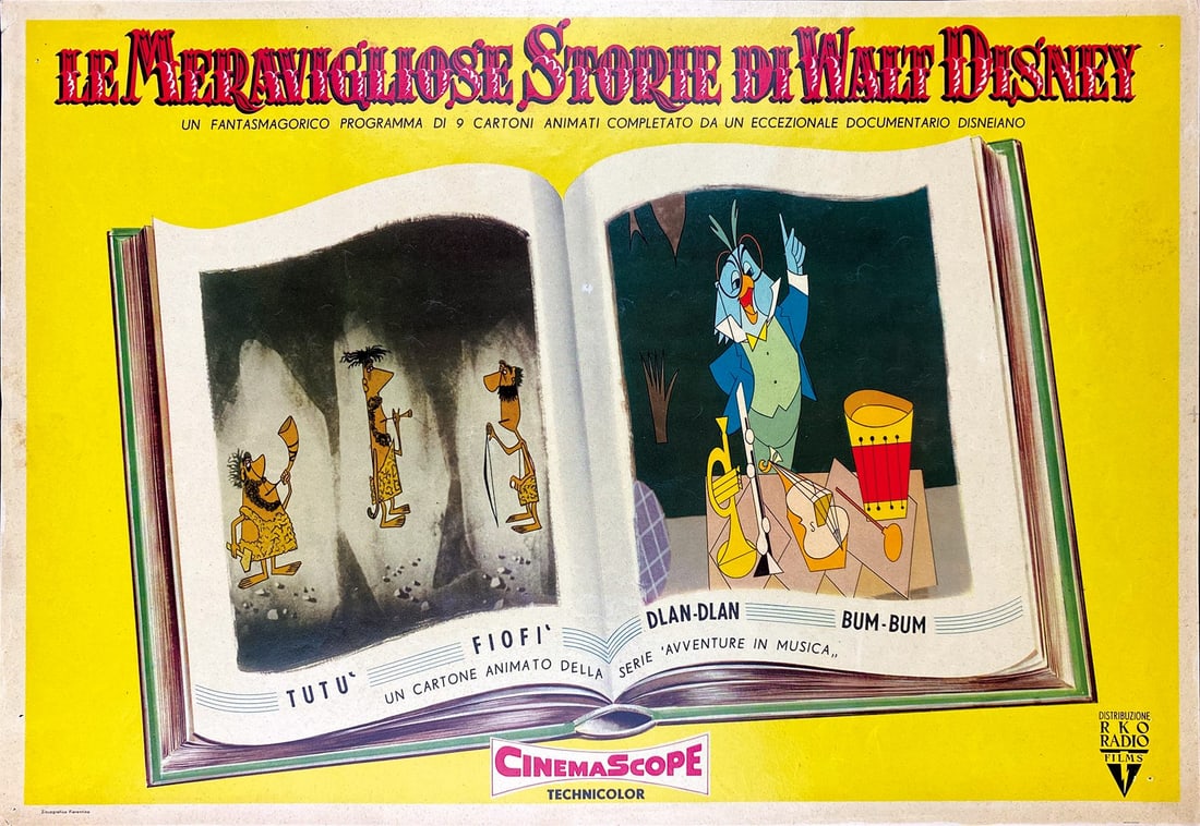 Le Meravigliose Storie di Walt Disney: Fotobusta in prima edizione del 1955. Impressa da Zincografica Firenze. Offset; cm 35x50 circa. qualita' A. ENG