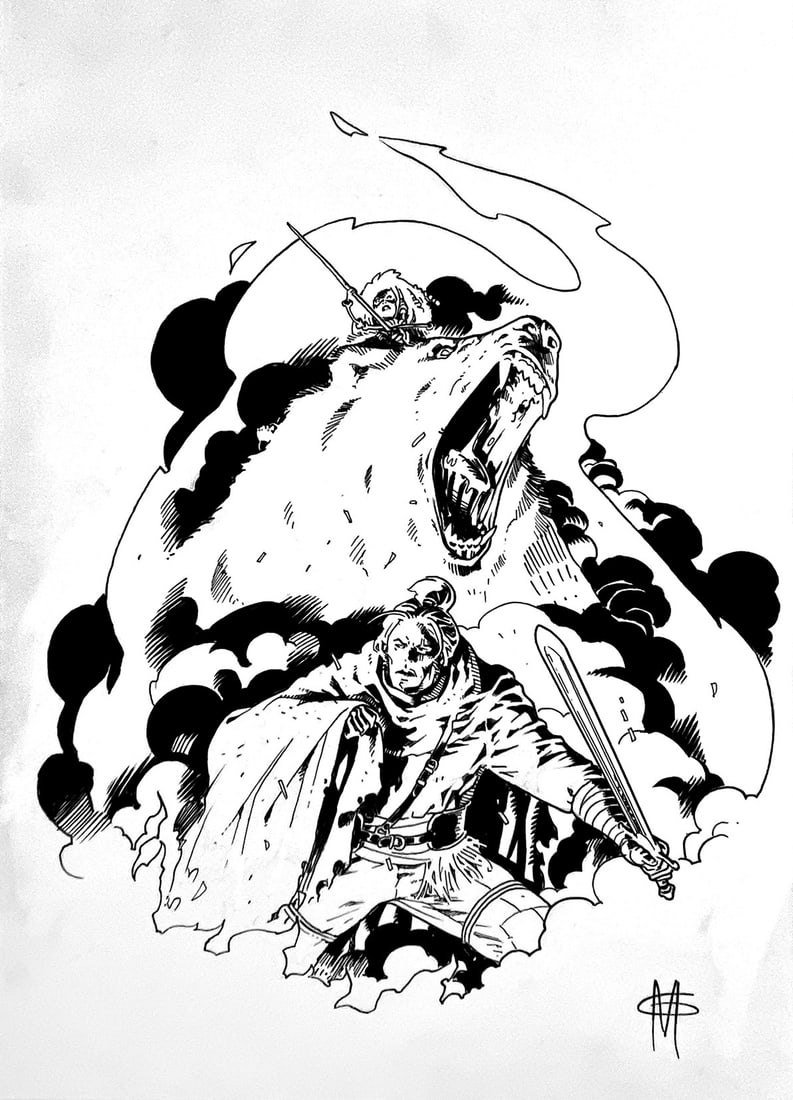 GIUSEPPE MATTEONI - Dragonero: Illustrazione originale realizzata per la rivista online “Lo Spazio Bianco”, e pubblicata nella pagina della recensione del volume “Dragonero” di Massimo Salzmann. Matita e china su ca