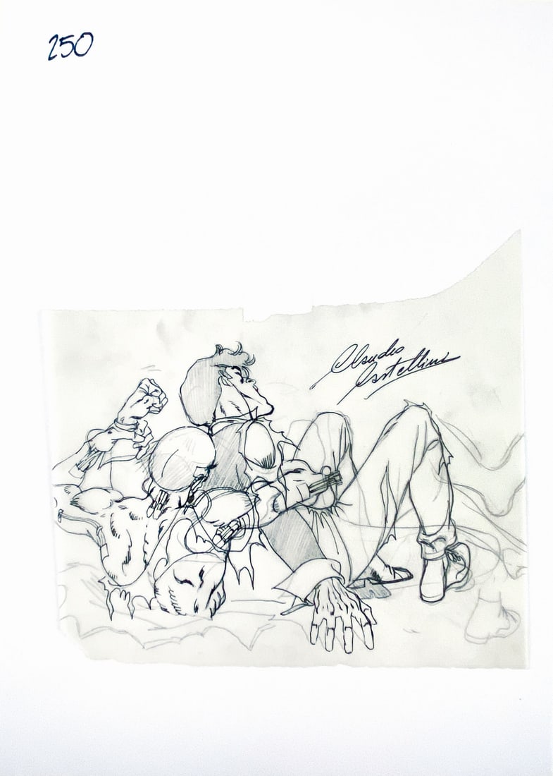 CASTELLINI - Dylan Dog: Horror Paradise: CLAUDIO CASTELLINI - Dylan Dog: Horror Paradise. Lotto composto da tre studi preparatori per Dylan Dog n. 48, edito da Bonelli nel 1990. Matita e china su velina, dai bordi irregolari, cm 14x18 circa.