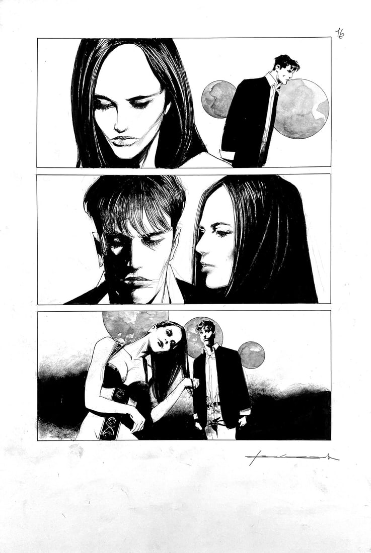 ROI - Dylan Dog: Xenon!: Tavola originale n. 16, per la storia scritta da Roberto Recchioni e pubblicata in Dylan Dog n. 445, Bonelli, 2023. Matita e china su cartoncino, cm 42x28. Firmata. Eccellente stato. ENG 16th original