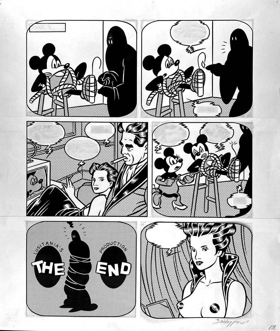 ROBERTO BALDAZZINI - Trans/Est: Tavola 13 pubblicata nel volume edito da Kappa Edizioni nel 2007. Matita, china e retino su cartoncino, cm 58,5x50. Eccellente stato. ENG 13th original art published in the volume edite by Kappa Edizi