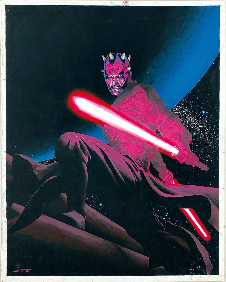 ESAD RIBIC - Darth Maul: Illustrazione originale per portfolio di Star Wars. Tecnica mista su cartoncino, cm 28x21,5. Firmata con monogramma in basso a destra. Eccellente stato. ENG Original illustartion for Star Wars portfol